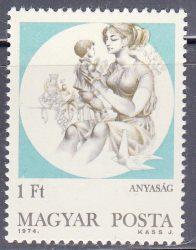 29.Magyarország-1974-Anyaság-UNC-Bélyeg