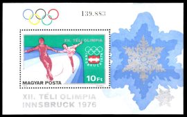 32.Magyarország-1975 blokk-Téli Olimpia-UNC-Bélyeg