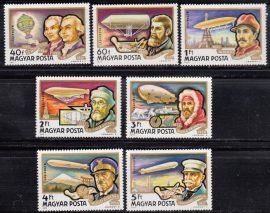 Hungary-1977 set-Airship History-UNC-Stamps