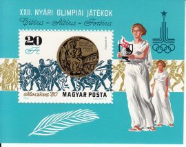 22.Magyarország-1980 blokk-Olimpiai érmesek-UNC-Bélyegek