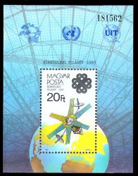 Hungary-1983 block-World Communications Year-20Ft-UNC-Stamp
