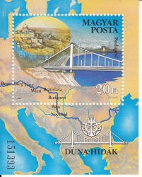 Hungary-1985 blokk-Danube Bridges-UNC-Stamps