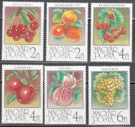 26.Magyarország-1986 sor-Gyümölcsök-UNC-Bélyegek