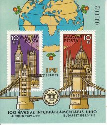 Hungary-1989 block-Interparliamentary Union-UNC-Stamp