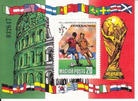 Hungary-1990 block-Football World Cup-UNC-Stamp