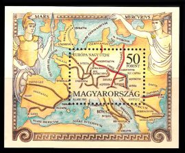 Hungary-1993 block-Old European Roads-UNC-Stamp