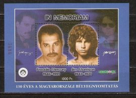 Magyarország-2001 blokk-In Memoriam Freddy Mercury - Jim Morrison-UNC-Bélyeg