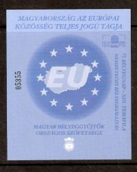 Magyarország-2004 blokk-Emlékív-EU csatlakozás - világoskék-UNC-Bélyeg