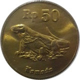 Indonézia-1991-1998-50 Rupiah-Alumínium-Bronz-VF-Pénzérme