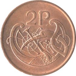 Írország-1971-1988-2 Penny-Bronz-VF-Pénzérme