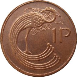 Írország-1988-2000-1 Penny-Rézbevonatú acél-VF-Pénzérme