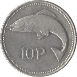 Írország-1999-10 Penny-Réz-nikkel-VF-Pénzérme
