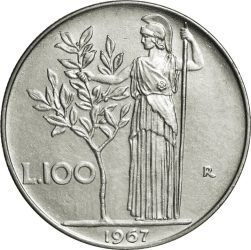 Olaszország-1985-100 Líra-Rozsdamentes acélötvözet-UNC-Pénzérme