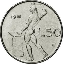 Olaszország-1988-50 Líra-Rozsdamentes acélötvözet-UNC-Pénzérme