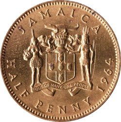 Jamaica-1964-1/2 Penny-Nikkel-réz-XF-Pénzérme