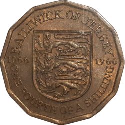 Jersey-1966-1/4 Schilling-Nikkel-réz-UNC-Pénzérme