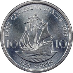 Kelet Karibi Államok-1981-10 Cent-Nikkelezett acél-VF-Pénzérme