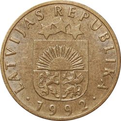 Lettország-1992-10 Santimu-Nikkel-réz-UNC-Pénzérme