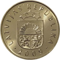 Lettország-2007-20 Santimu-Nikkel-réz-UNC-Pénzérme
