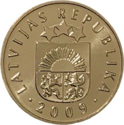 Lettország-2007-5 Santimu-Nikkel-réz-UNC-Pénzérme