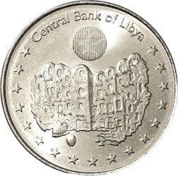 Líbia-2014-100 Dirham-Réz-nikkel bevonatú acél-UNC-Pénzérme
