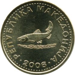 Makedónia-2001-2 Dénár-Nikkel-réz-UNC-Pénzérme