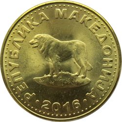 Makedónia-2016-1 Dénár-Bevonatos acél-UNC-Pénzérme