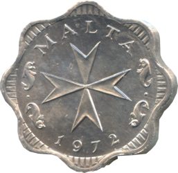 Málta-1972-2 Mils-Aluminium-VF-Pénzérme