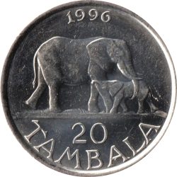 Malawi-1996-20 Tambala-Nikkelezett acél-UNC-Pénzérme