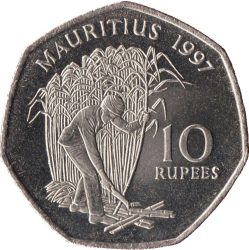 Mauritius-2000-10 Rúpia-Réz-nikkel-UNC-Pénzérme
