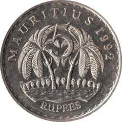 Mauritius-2010-5 Rúpia-Réz-nikkel-UNC-Pénzérme