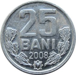 Moldova-2004-25 Bani-Alumínium-UNC-Pénzérme