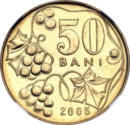 Moldova-2005-50 Bani-Sárgarézzel bevont acél-UNC-Pénzérme