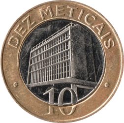 Mozambik-2006-10 Meticais-Bimetál-UNC-Pénzérme