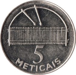 Mozambik-2006-5 Meticais-Nikkelezett acél-UNC-Pénzérme