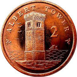 Man sziget-2013-2 Penny-Rézzel bevont acél-UNC-Pénzérme