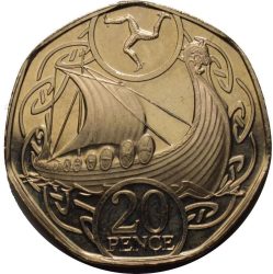 Man sziget-2020-20 Penny-Réz-nikkel-UNC-Pénzérme