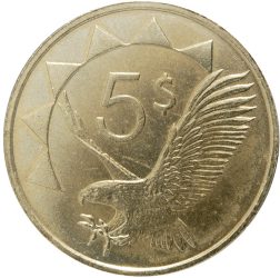 Namíbia-1993-5 Dollar-Alumínium-Bronz-VF-Pénzérme