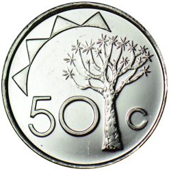 Namíbia-2010-50 Cent-Nikkelezett acél-UNC-Pénzérme