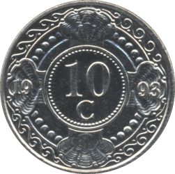 Holland Antillák-2010-10 Cent-Nikkelezett acél-UNC-Pénzérme Holland Antillák-2010-10 Cent-Nikkelezett acél-UNC-Pénzérme