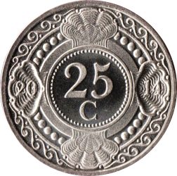 Holland Antillák-2010-25 Cent-Nikkelezett acél-UNC-Pénzérme Holland Antillák-2010-25 Cent-Nikkelezett acél-UNC-Pénzérme
