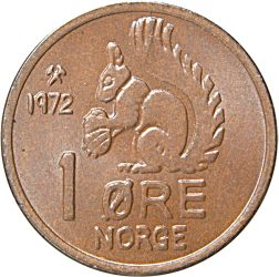 Norvégia-1971-1 Ore-Bronz-UNC-Pénzérme