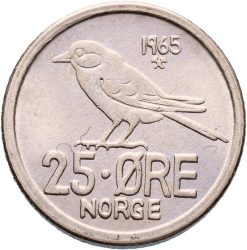 Norvégia-1972-25 Ore-Réz-Nikkel-UNC-Pénzérme