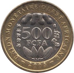 Nyugat-afrikai Államok-2005-500 Frank-Bimetál-UNC-Pénzérme
