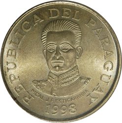 Paraguay-1998-50 Guaranies-Sárgaréz bevonatú acél-XF-Pénzérme