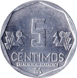 Peru-2017-5 Centimo-Alumínium-UNC-Pénzérme