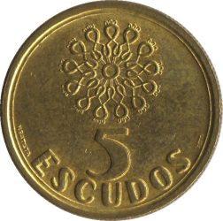 Portugália-2001-5 Escudo-Nikkel-réz-UNC-Pénzérme Portugália-2001-5 Escudo-Nikkel-réz-UNC-Pénzérme