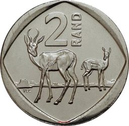 Dél-Afrika-2023-2 Rand-Nikkelezett acél-UNC-Pénzérme