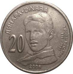 Szerbia-2006-20 Dinár-Nikkel-réz-UNC-Pénzérme