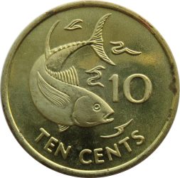 Seychelle-szigetek-2007-10 Cent-Sárgaréz bevonatú acél-UNC-Pénzérme